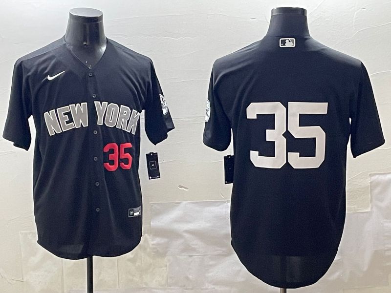Men New York Yankees #35 No Name Black Game 2025 Nike MLB Jersey style 3